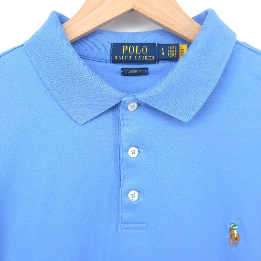 Polo Ralph Lauren Mens Polo Shirt Classic Fit Large Blue Embroidered Logo‎